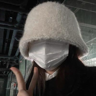 Rabbit Hair Fisherman Hat for Women In Autumn and Winter New Style Big Head Circumference Plush Basin Hat Versatile Bucket Hat Showing A Small Face