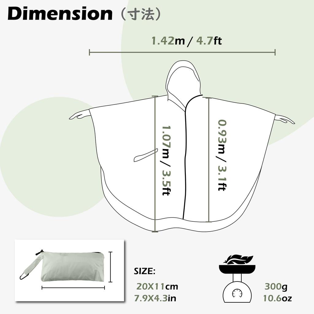 TRIWONDER Regenponcho für Herren und Radfahren Wasserdicht Regen Outdoor Stilvoller Regenrock Damen, Regenmantel, Ausrüstung, Regenjacke, (Schwarz)