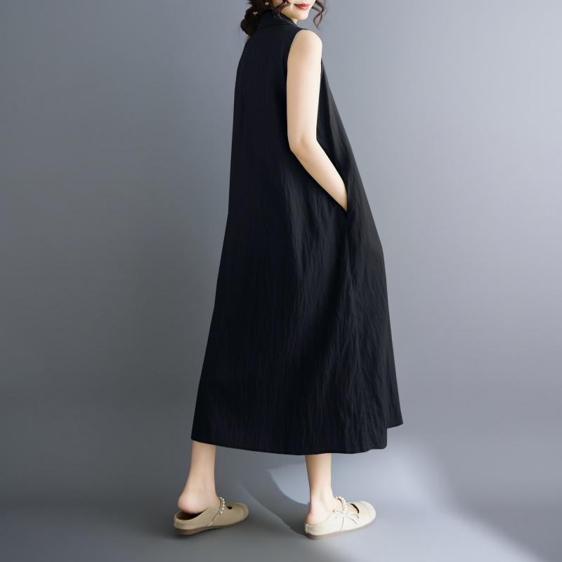 Ärmelloses Plus-Size-Vintage-Neuheiten in Kleidern für Damen, lässig, locker, langes Sommerkleid