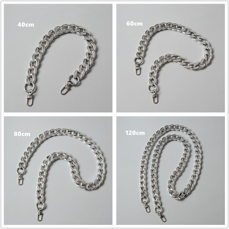 Lanț de accesorii pentru geantă de mână pentru femeie, de înlocuire detașabilă, curea din acril argintiu rece, lanț de rășină solidă pentru umăr pentru femei