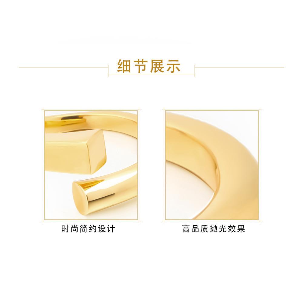 European and American fashion square coil ring brass gold-plated plain ring accessories minimalist line open ring explosion