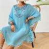 YYFS Women's Fashion Summer Spring Solid Color Print 1/2 Sleeves O-Neck Beach Dresses Naks and Pareo