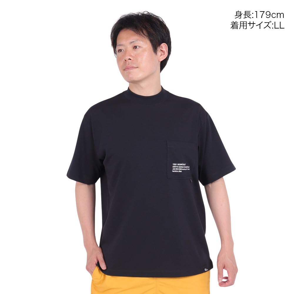 Jack Wolfskin Short Sleeve Pocket JP UR ENGINEER MOCK Everyday black Men's T-Shirt (TEXADRI Moisture-Wicking, Quick-Drying, Breathable) [5034471 / T]