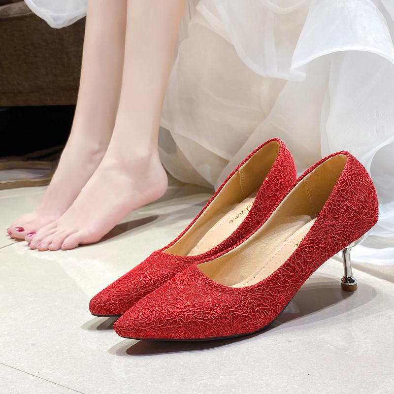 

Мода Новые Женские Туфли на Высоком Каблуке с Острым Носком, Офисные Туфли, Однотонные, Свадебная Вечеринка, Блестящие Женские Каблуки, Блеск, Женские Туфли-Лодочки, Мелкие 42 красный