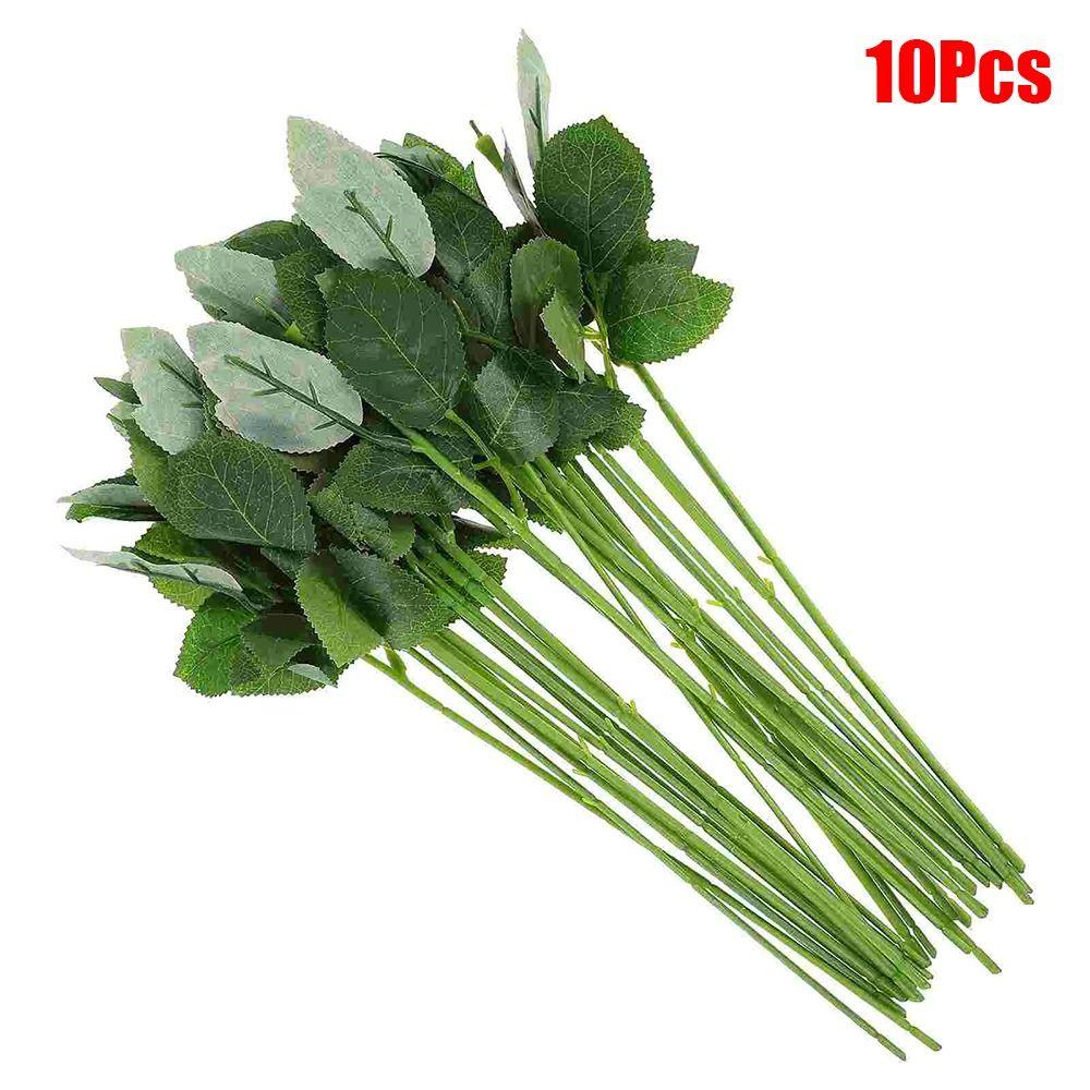 10Pcs Gardening Craft Accessories Fake Flower Stem Rose Flowers Head Decoration