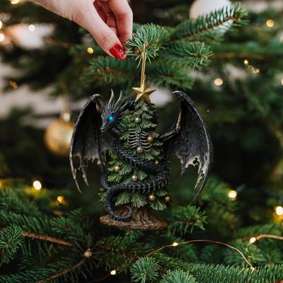 Christmas Ornaments Dragon and Christmas Tree Decor Hangable Holiday Ornament for Living Room Study Office Mantel Wall Staircase