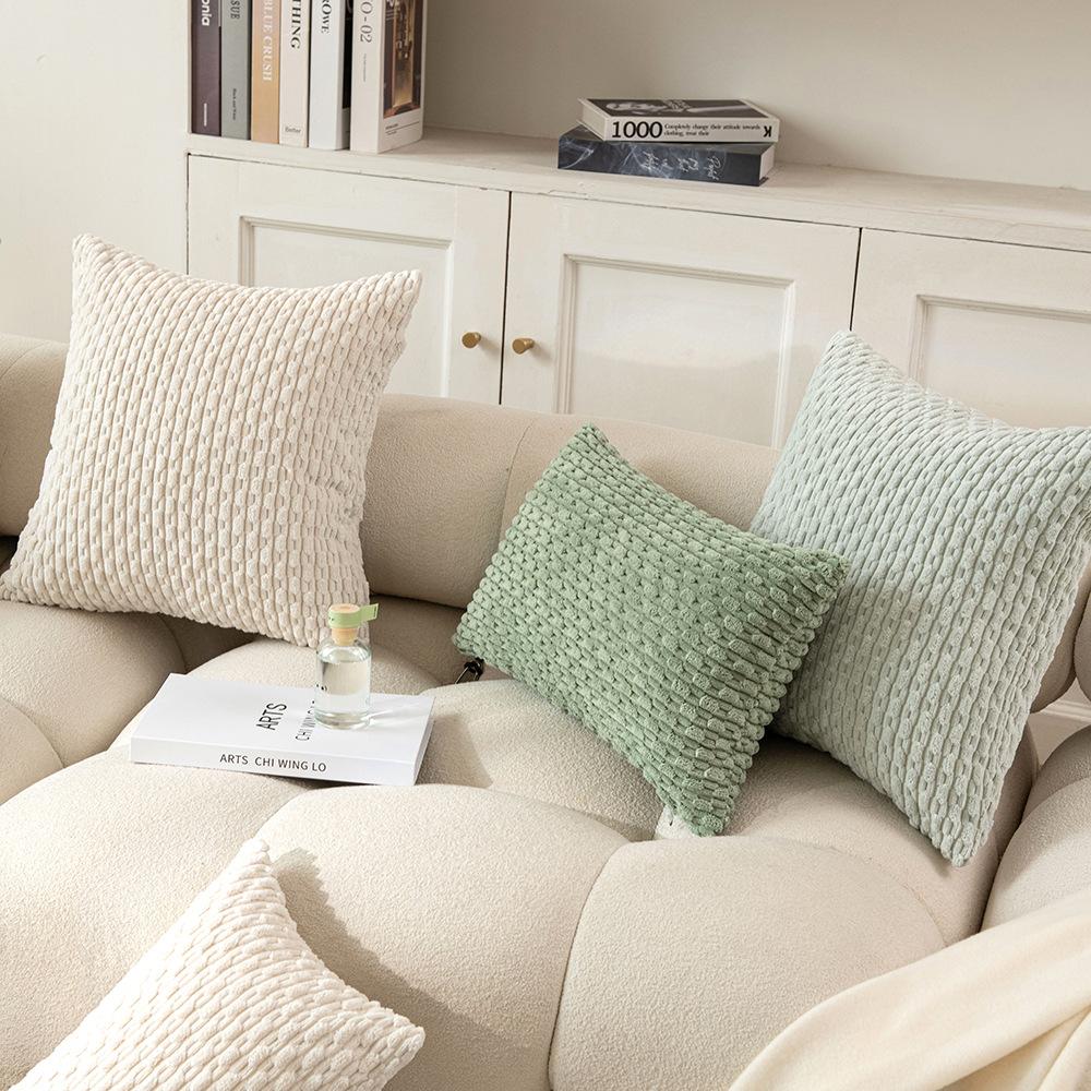 Modern Simple Sofa Pillow Cover Corduroy Short Pillow Solid Color Living Room Bedroom Decorative Cushion Cover Cushion Cover