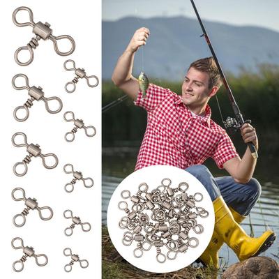 Bearing Barrel Srolling Cross Line 3 Way Bearing Swivel Fishhook Connector T-shape Fishing Swivels