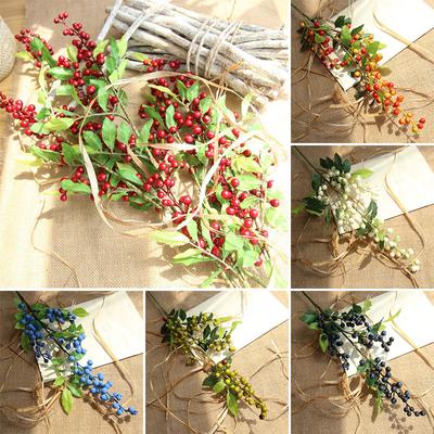 Artificial Red Berry Spray, Stem Of Faux Berries Leaves, Autumn/Christmas Decor