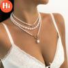 Hi Damen-Halskette, Vintage-Barock-Perlen-Halskette, Herz-OT-Schnalle-Anhänger-Halskette für Frauen, Hochzeit, Braut, Perlenkette, Hals-Accessoires, Schmuck