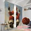 2pcs,2D Plane Printing Curtains Happy Santa Claus On Swing Versatile Durable Polyester (without Rod) Gifts for Bedroom and