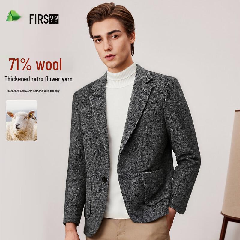 

FIRS Men s Autumn/Winter Wool Blend Tweed Overcoat 2XL