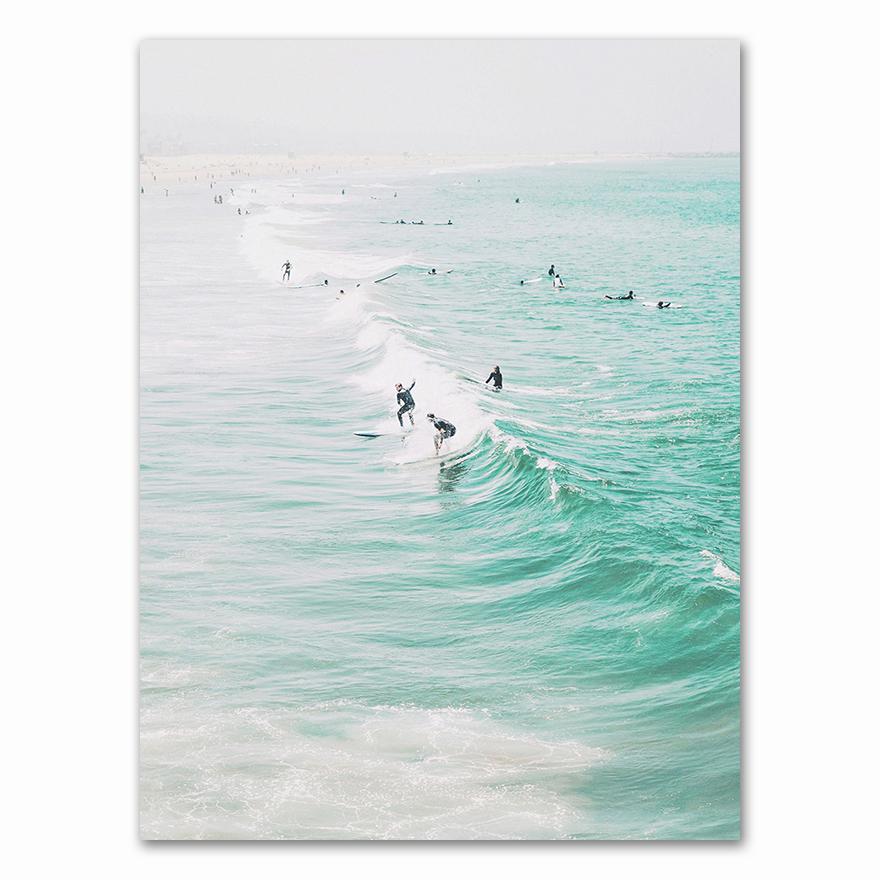 Σετ Εκτυπώσεων Καλιφόρνια Τέχνη Τοίχου Surfing Πίνακας σε Καμβά Αφίσες Παραλίας Εκτυπώσεις Surfing Ζωγραφικά Παράκτιας Διακόσμησης για τον Τοίχο του Σαλονιού