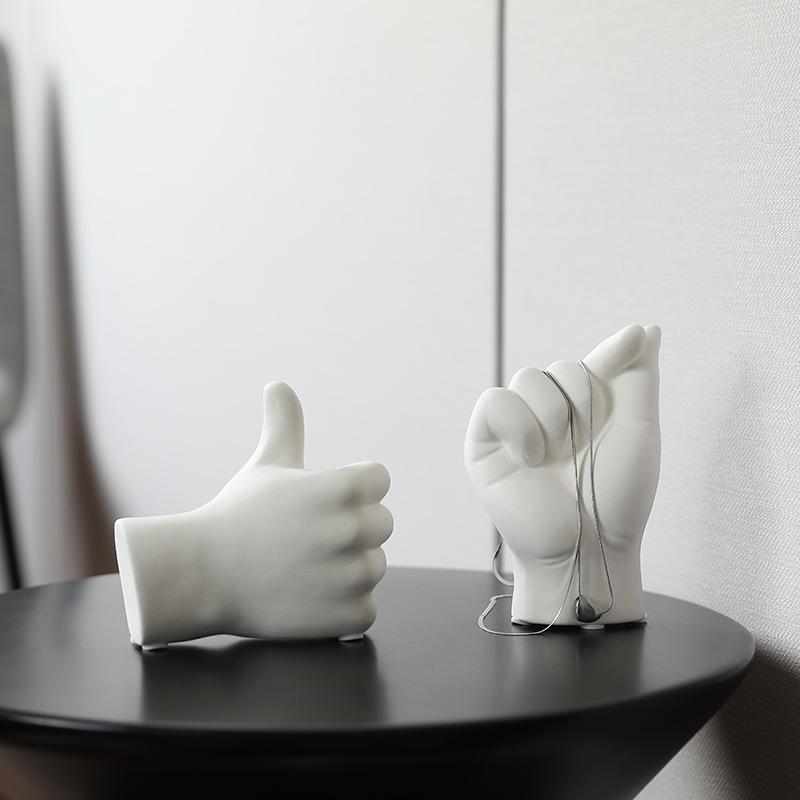 Creative Jewelry Rack Ring Storage Rack Finger Palm Ceramic Figurine Necklace Display Stand Desktop Bracelet Holder Ornament