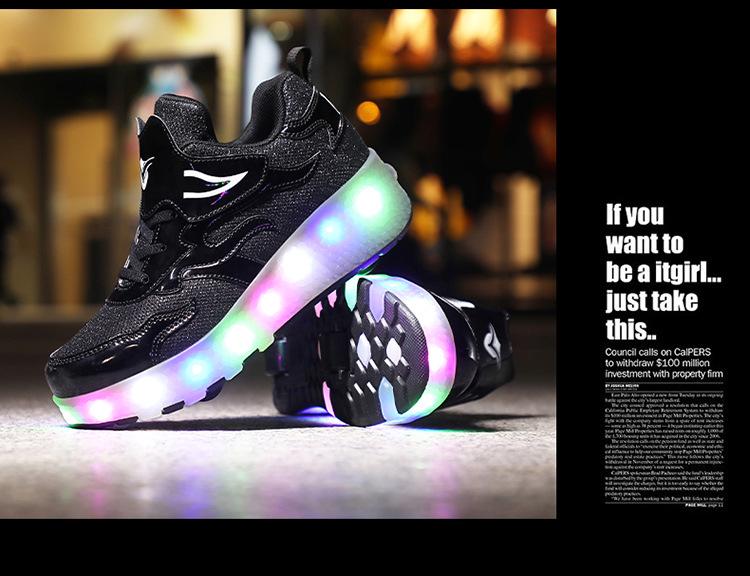 LED Light-Up Roller Shoes: Single/Double Wheel Wheeled Skates for Students