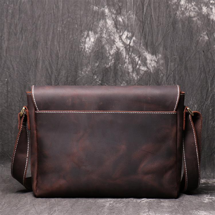Retro Leder Herrentasche Handgefertigt Damen Rindsleder Umhängetasche Crazy Horse Leder Einfache Herren Umhängetasche