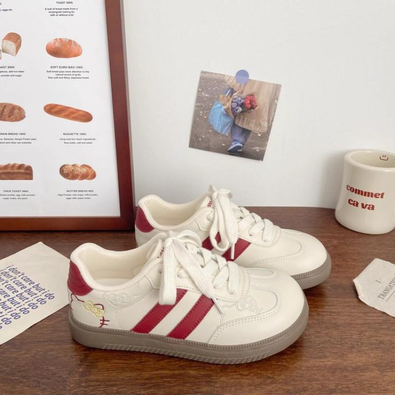 Spring Autumn Women’s Retro German Training Shoes, Cute Cat Embroidery, Casual Campus Lightweight Sneakers, Girls Fashion Shoes