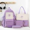 Four-Piece Backpack Set Color Block Student Schoolbag Large Capacity Women's Computer Travel Backpack