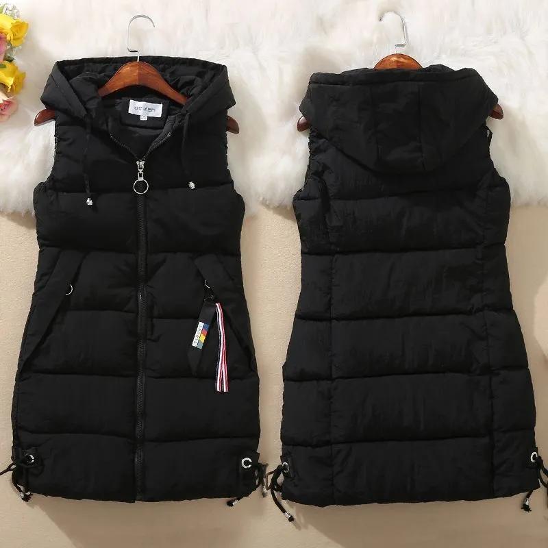 Autumn Women Vest Winter Puffer Parkas Coat Casual Pocket Hooded Waistcoat Female Sleeveless Jacket  Outerwear