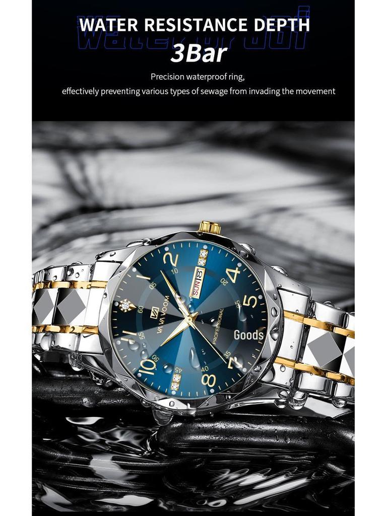 Wow Order Change Logo Men's Diamond-Cut Design Wristwatch