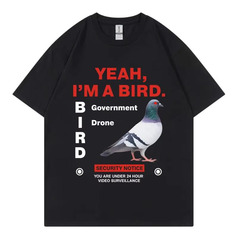 Government Funny Pigeon Graphic T Shirts High Street Fashion Trend Short Sleeve T-shirts Men Women Clothing Loose T-shirt