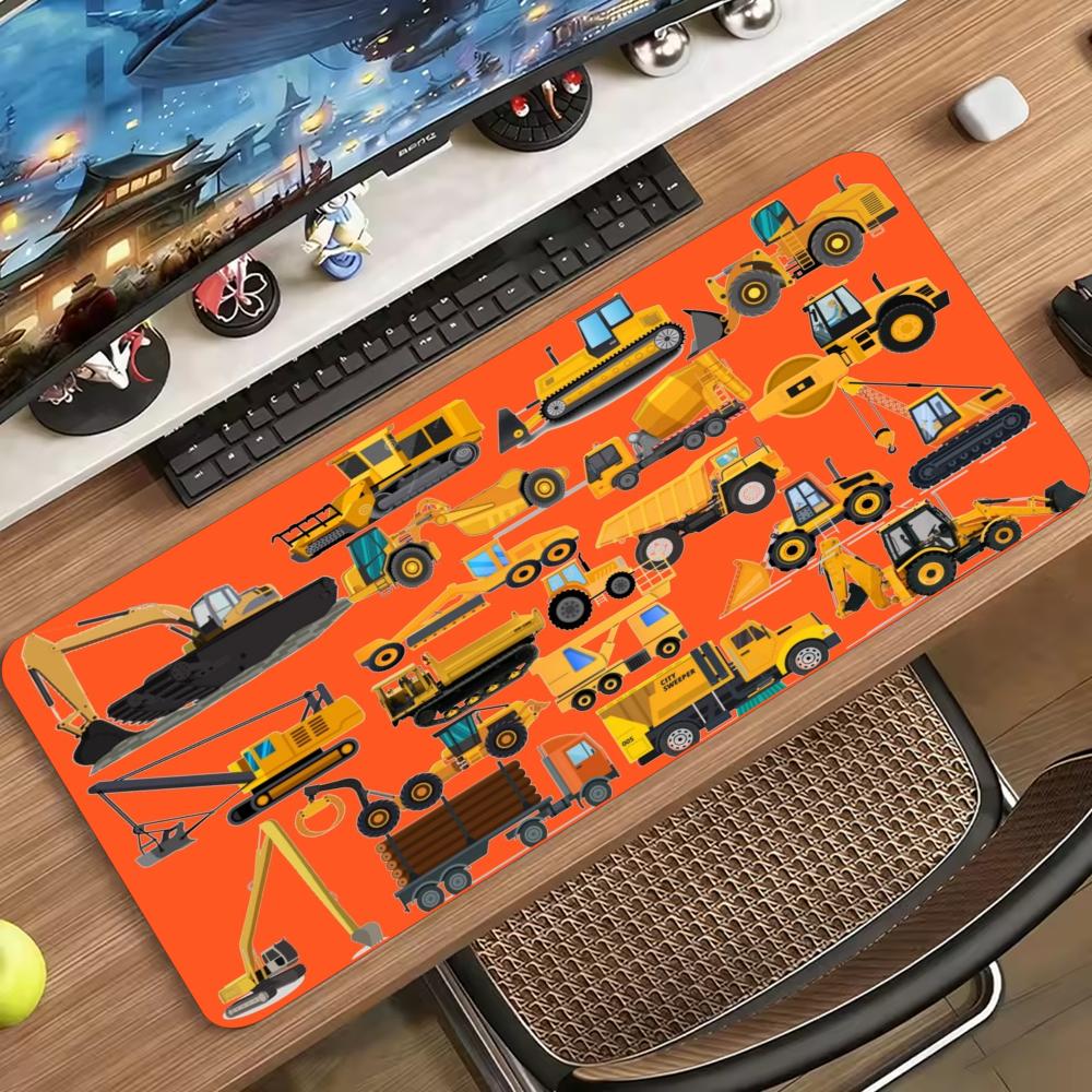 Engineering Construction Vehicle Large Mousepad Non Slip Rubber Extended Desk Mat For Gaming Office Keyboard Mouse Desktop Decor