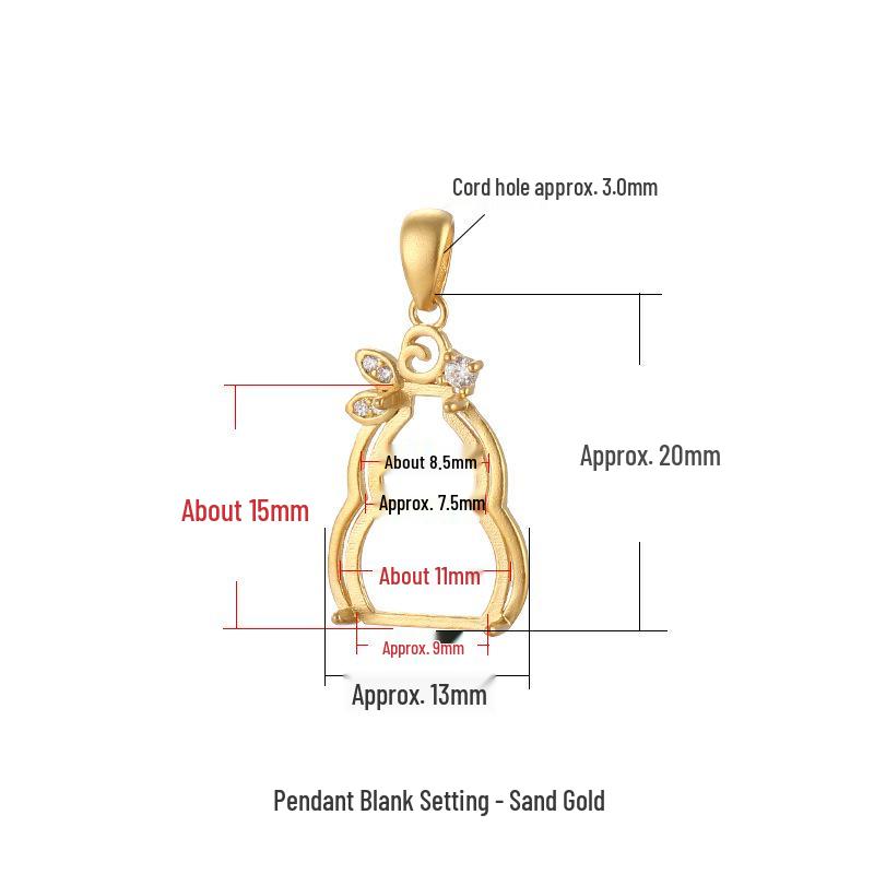 

Chinese Style S925 Sterling Silver Gourd Amber Jade Pendant Necklace Holder for Women пісочний/золотий