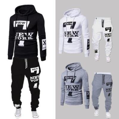 Spring Autumn Fashion Long Sleeve Hoodies+Pants Men's Casual Letter Print Set Sweater Suit Sport Suits