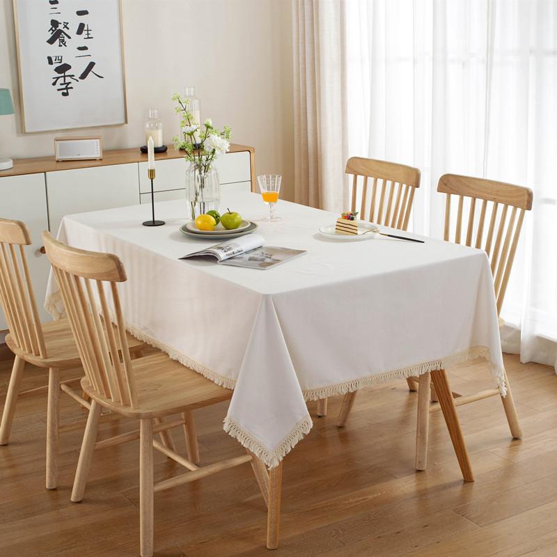 Xiyin Tablecloth Thickened Modern Simple Solid Color, White Fringe, Coffee Table Tablecloth, Dining Table Cloth Factory