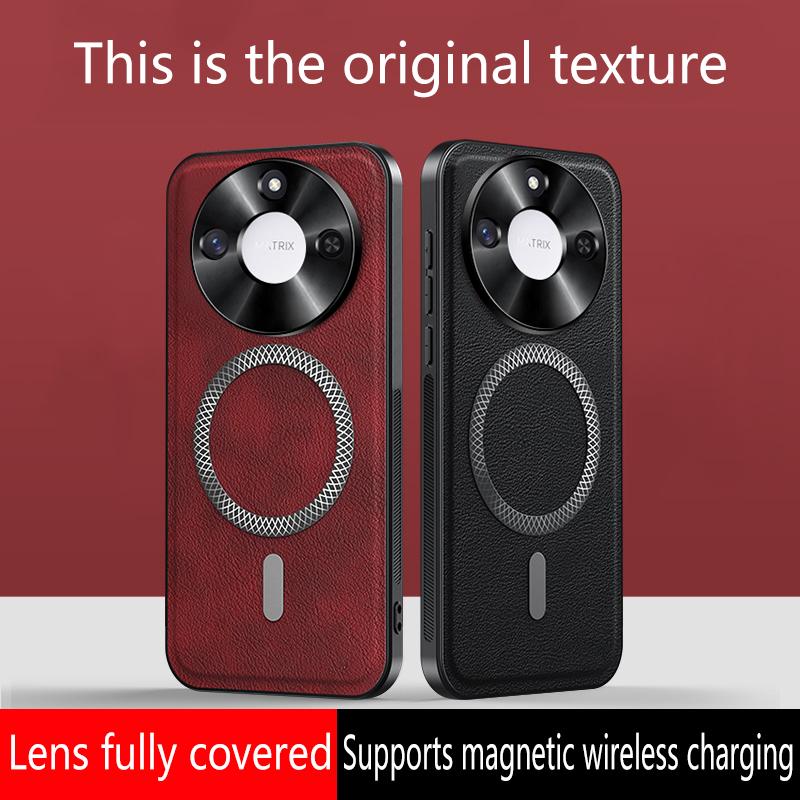 For Honor X60 Case Magnetic Elegant Leather Wear-Resistant Lens Fully Covered Non-Slip Grip Edge Cover Shell