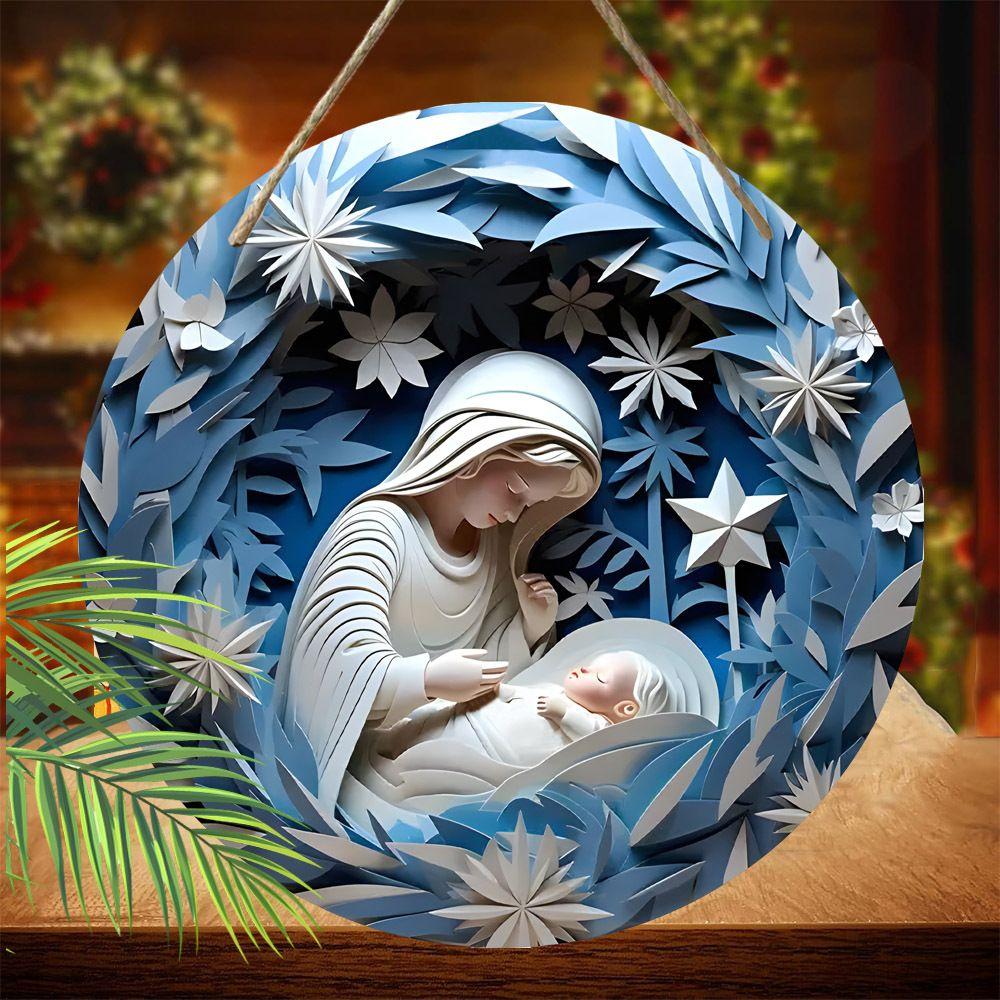 Holy Night Nativity Scene Pendant, Decoration of Home Walls or Doors, 2d Flat Wooden, Christmas Decoration, Gifts for Friends and Family
