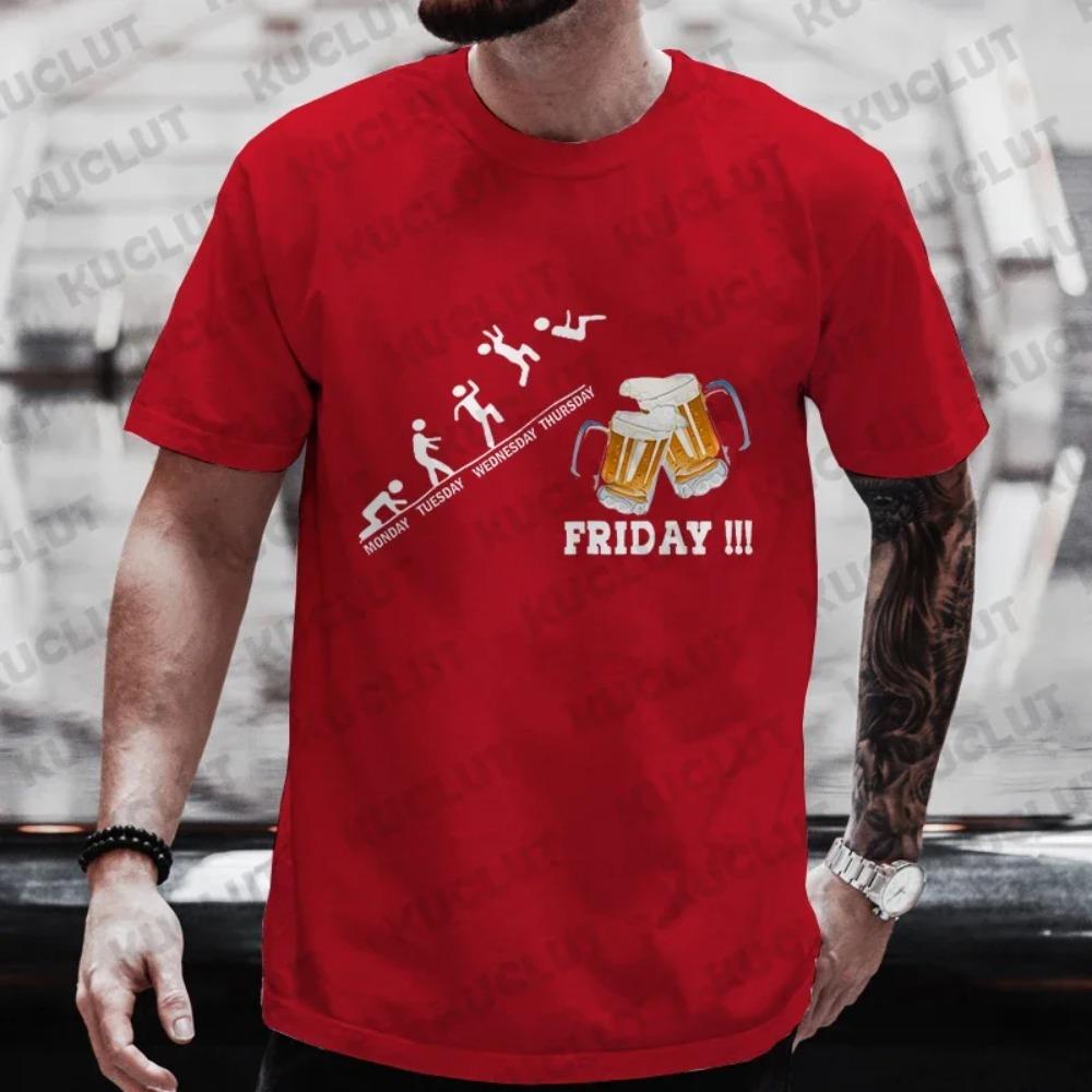 Męski T-shirt na Piątek Weekend Tydzień Piwa Piątki Graficzny Męskie T-shirty Zabawny T-shirt dla Pijącego Dzień Picia Krótki Rękaw Top