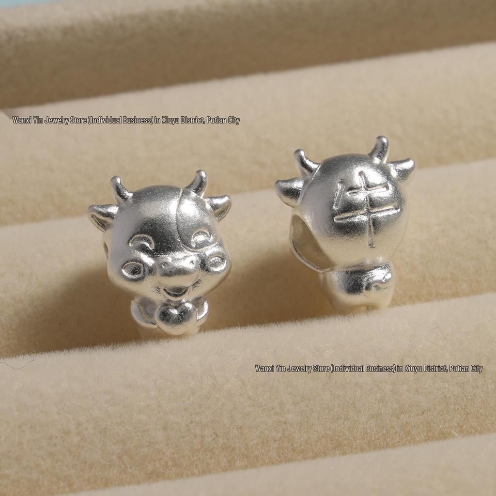 Sterling Silver 3D Zodiac Animal Charms - Cartoon Lu Lu Tong Spacer Beads for DIY Accessories