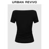 UR Women's Off-Shoulder Pleated Slim Fit T-Shirt
