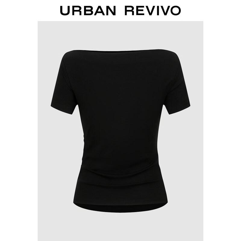 UR Women's Off-Shoulder Pleated Slim Fit T-Shirt