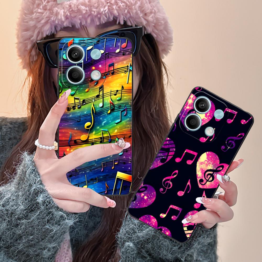 Musical Note Staff Mobile Phone Case for POCO M7 M6 M5 M4 M3 X7 X6 X5 X4 X3 Pro GT 5G Colorful Printing Cover Luxury Cellphones