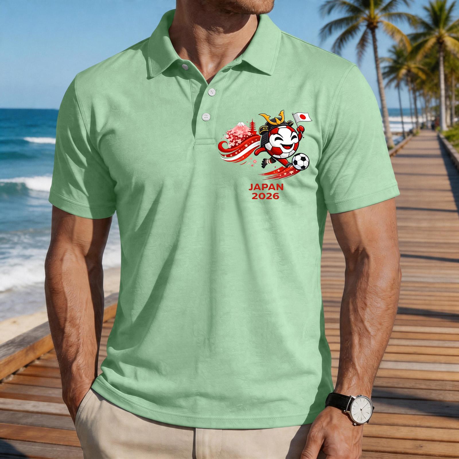 Men s Casual Short Sleeve Polo Shirt Soccer Graphic Print Sport Collar Button Front Lightweight Top Japan 2026 Design XXL