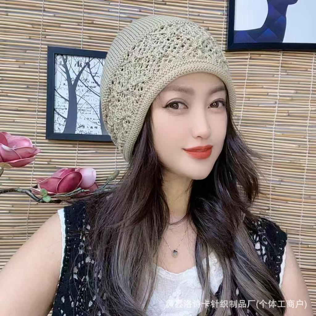 Handmade crochet fashionable warm bald hat autumn and winter thickened hat women's new ethnic style knitted wool stacking hat