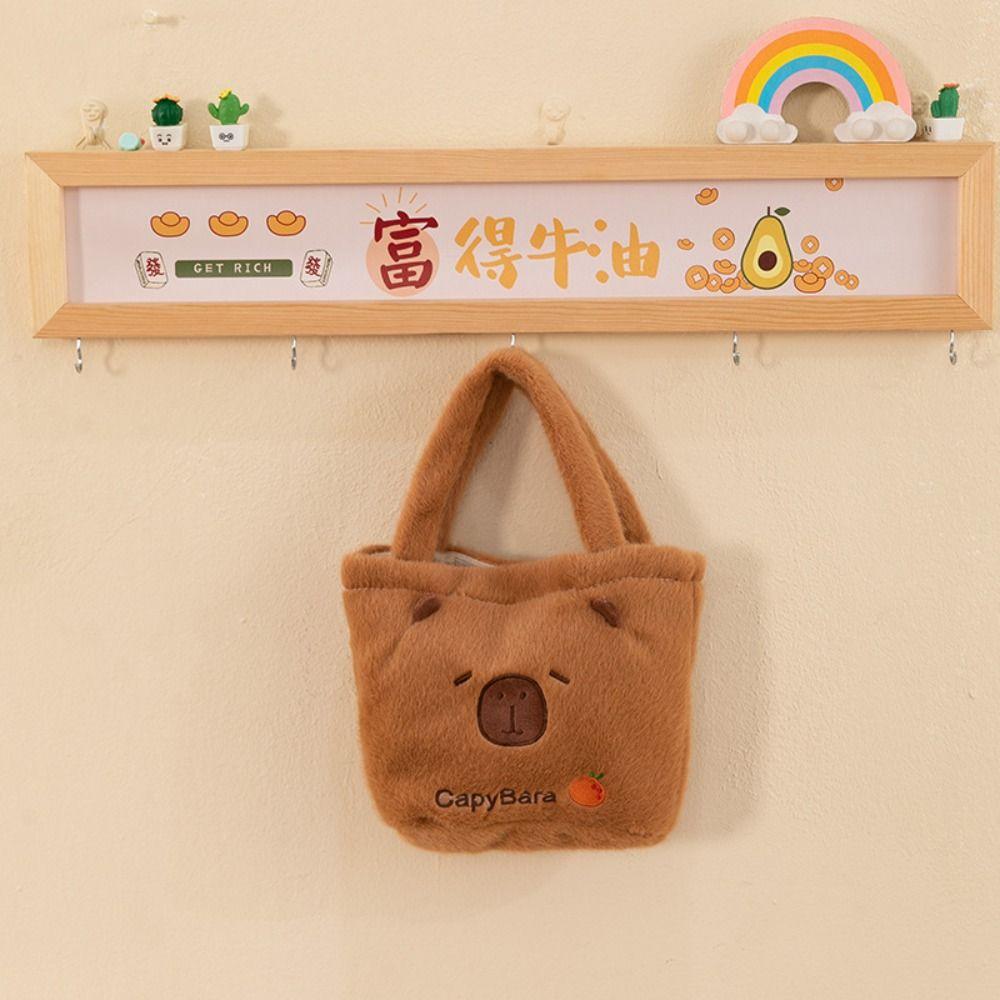 Large Capacity Capybara Plush Handbag Animal Cartoon Cartoon Backpack  Kids Birthday Gift