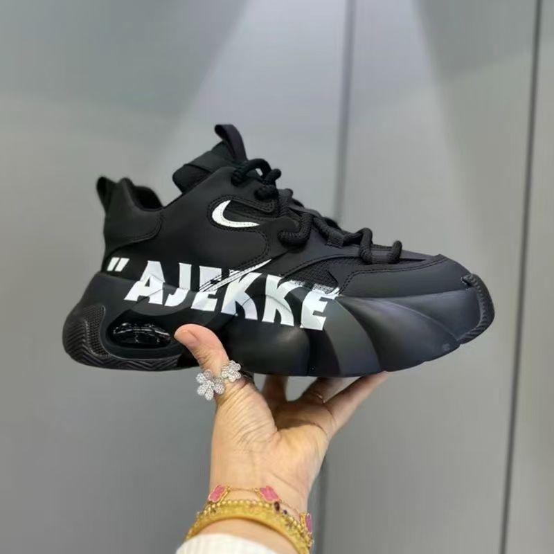 

Мужская обувь Letter 2025 весна новая мода универсальный тренд повседневная молодежная воздушная подушка повышенная платформа папины туфли 41 чёрный