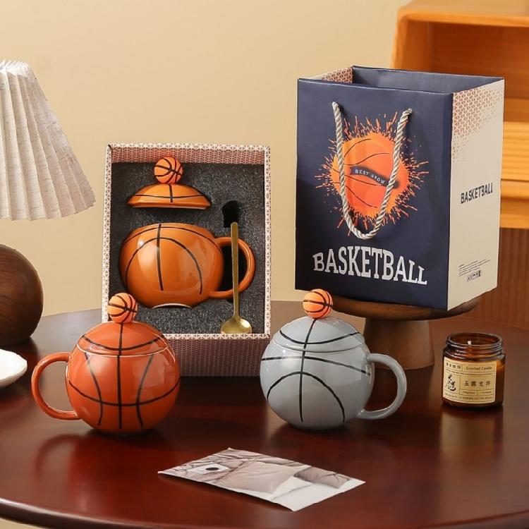 Basketball Shape Teas Cup with Handle 420ml Large Ceramic Coffee Mug Porcelain Teas Cup Gift for Friend, Family