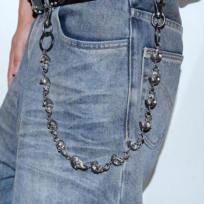 Vintage Goth Punk Ciężki Łańcuch na Pas Męski Portfel Łańcuch Czaszka Dla Mężczyzn Kobiet Rockowe Akcesoria Mody