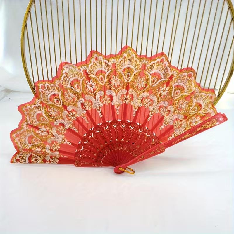 Chinesischer Faltfächer Floral Handfächer Vintage Faltbarer Tanzfächer Party Dekoration