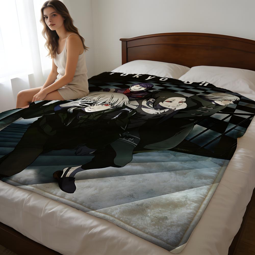 Throw High-Density Short Plush Blanket For Sofa Nap Air-Conditioned Room Soft Skin-Friendly Tokyo Ghoul