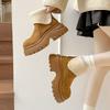 Snow Boots Women's 2025 New Autumn Fashion Versatile Thick-soled Heightening Velvet Thickened Warm Cotton Shoes