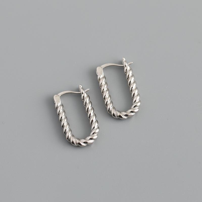 New Fashion Jewelry 925 Sterling Silver Heavy Earrings Simple Punk Style Big U Shape Twist 18K Gold Plated Earrings for Women