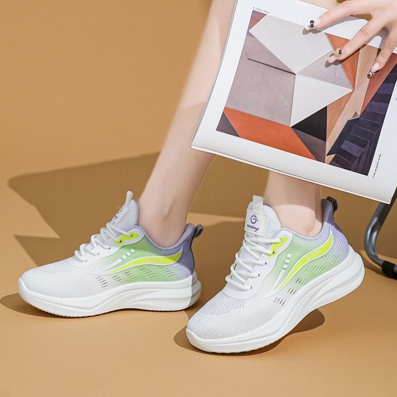 Women's Gradient Knit Sneakers Spring Lightweight Platform Athletic Shoes for Students,Breathable Casual Running Shoes