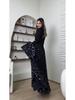 2025 Spring Long-Sleeved Floral Print Dress - European and American Style, Round Neck, Long Skirt