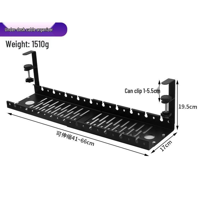 Under-Desk No-Drill Cable & Power Strip Organizer Rack