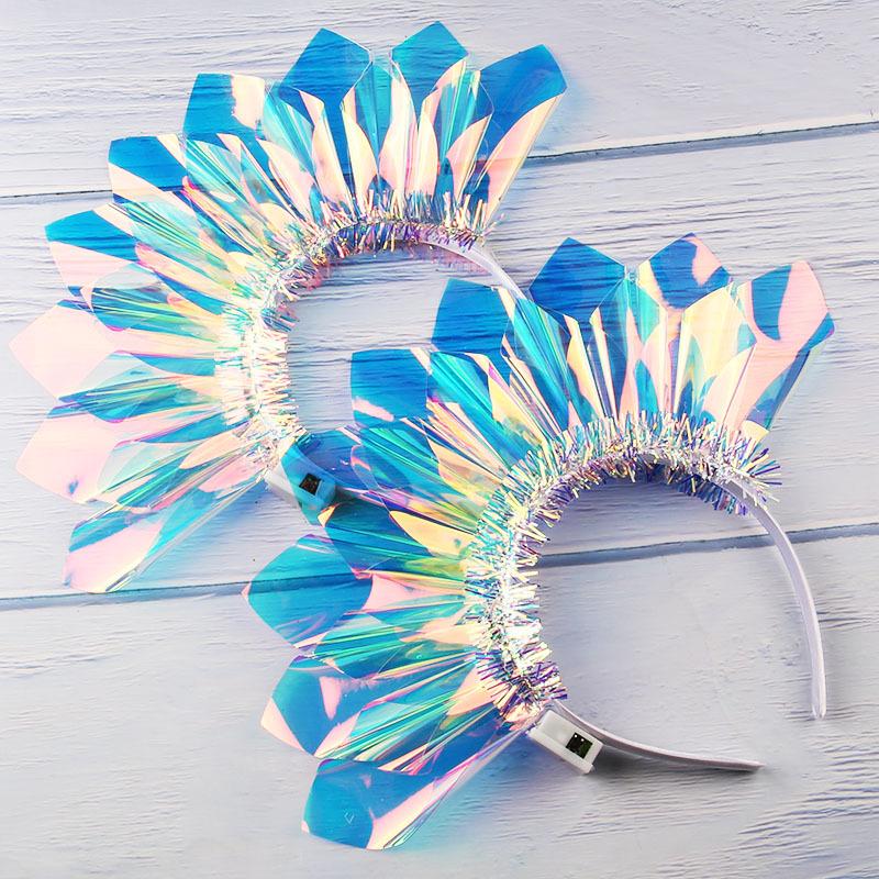 Glowing Laser Headband Light Up Hair Hoop Colorful LED Party Accessories for Halloween Christmas Stage Show Decoration Gift